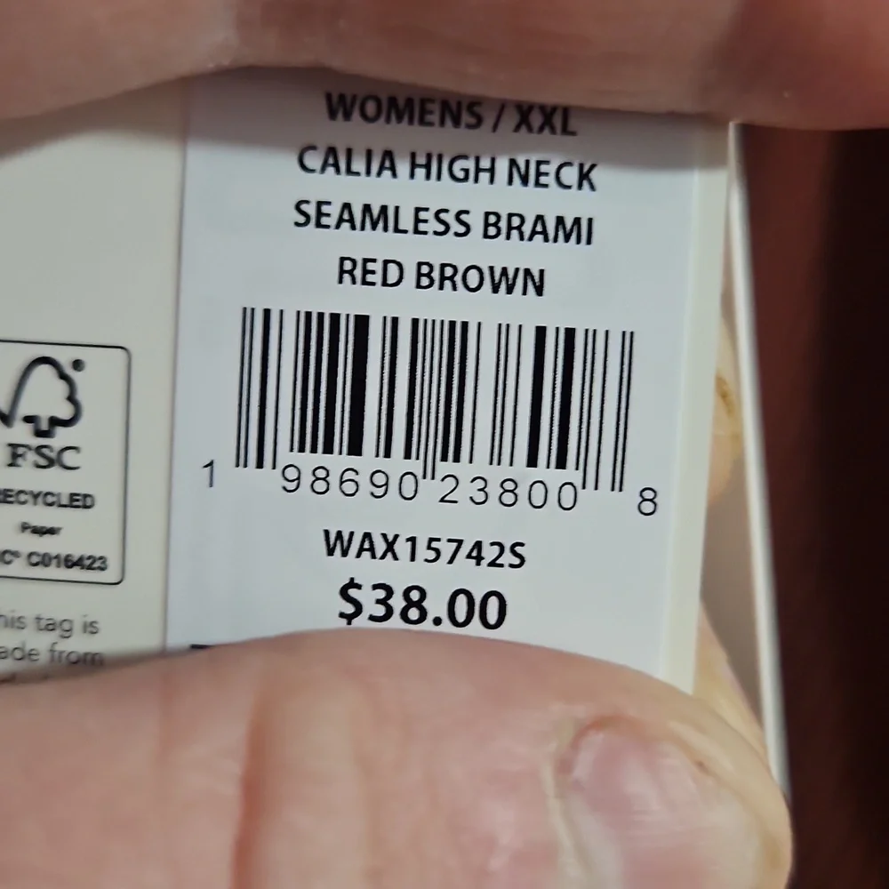 CALIA Women's High Neck Seamless Brami: RED BROWN: NEW WITH TAGS: SIZE XXL